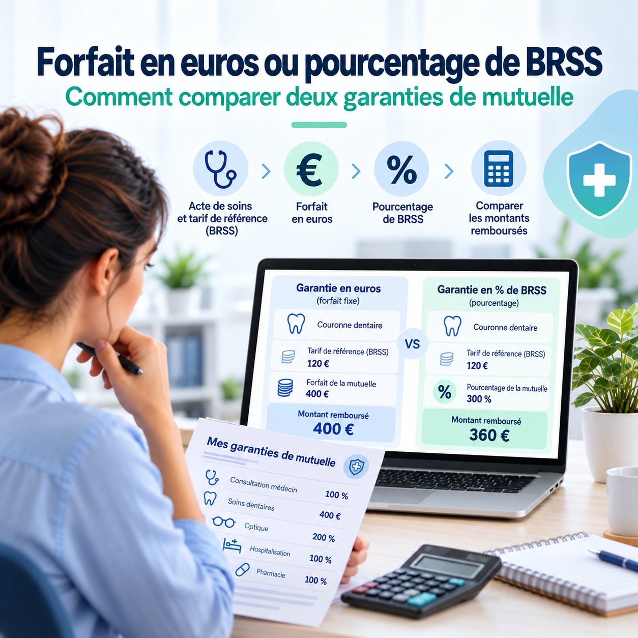 Forfait en euros ou pourcentage de BRSS : comment comparer deux garanties de mutuelle ?